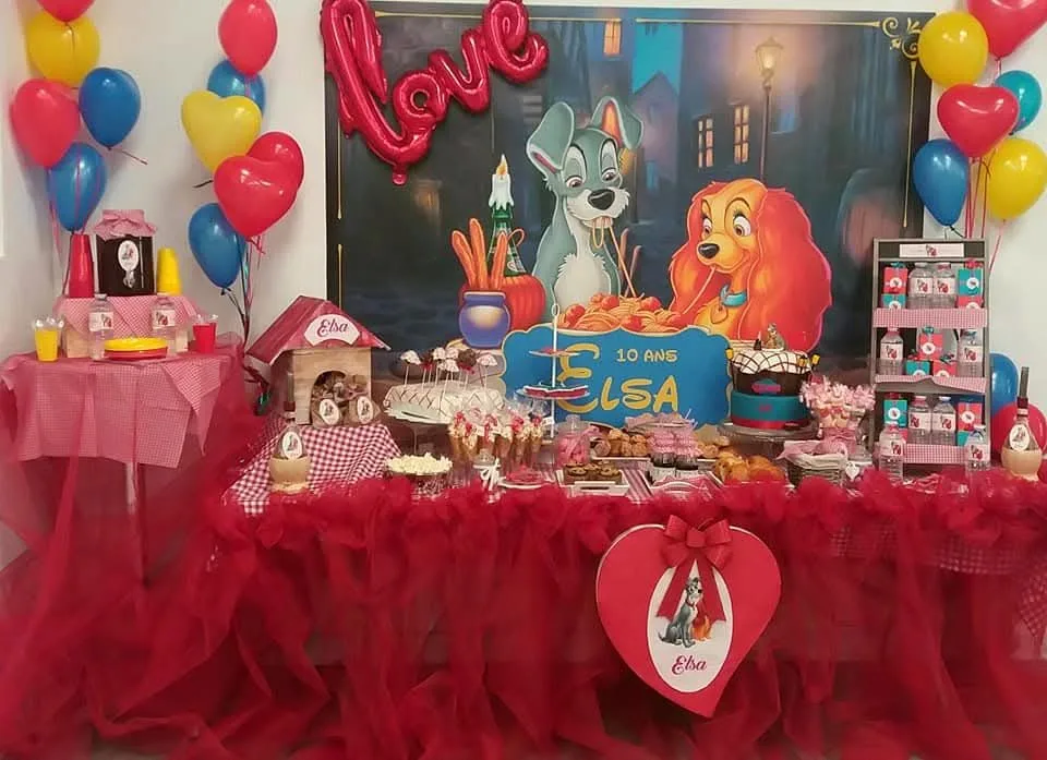Décoration anniversaire La Belle et le Clochard — L'atelier de Kashaine
