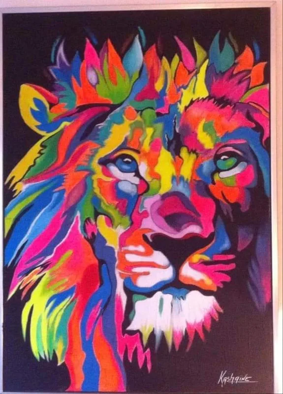 Tableau d'art original signé Kashaine Lion pop art — L'atelier de Kashaine