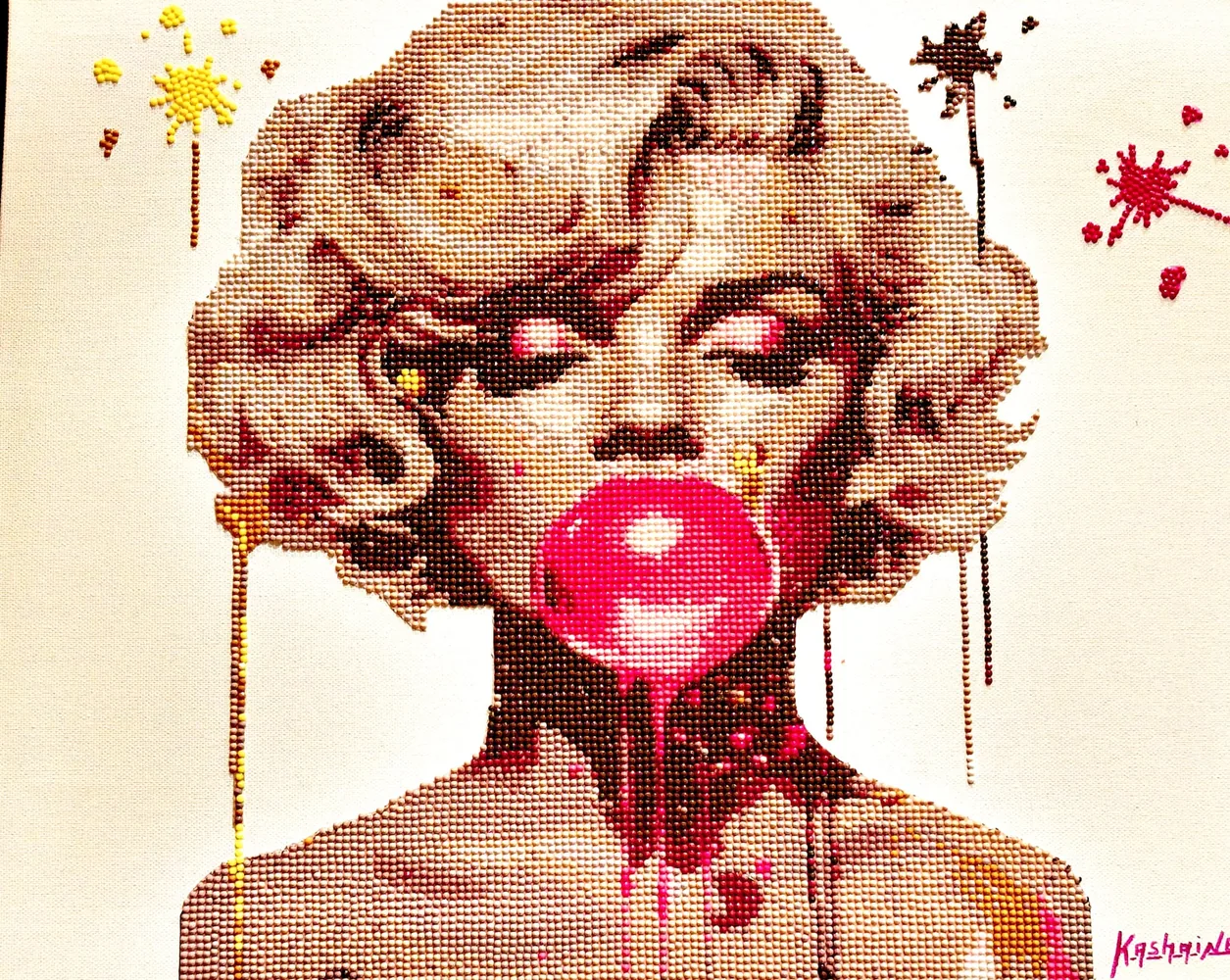 Tableau Marilyn Strass : tableau entièrement réalisé en strass, 50 × 40 cm