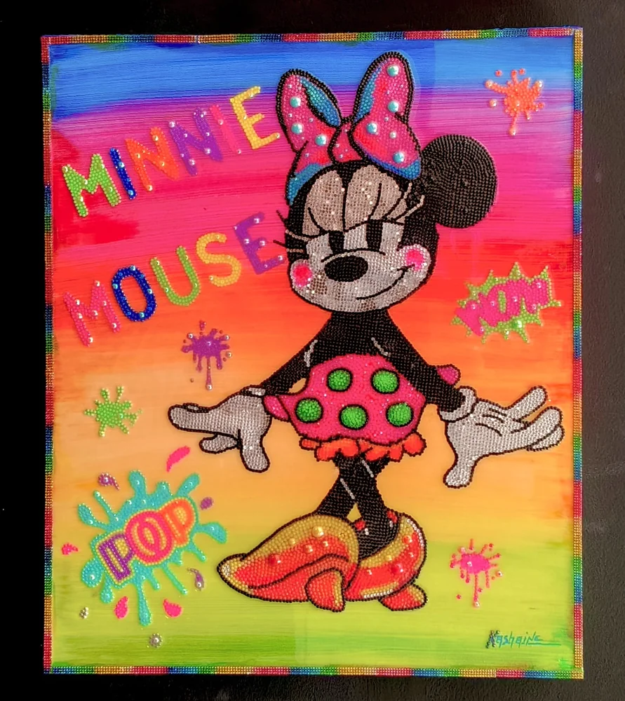 Tableau personnalisé enfant Minnie Mouse — strass — L'atelier de Kashaine