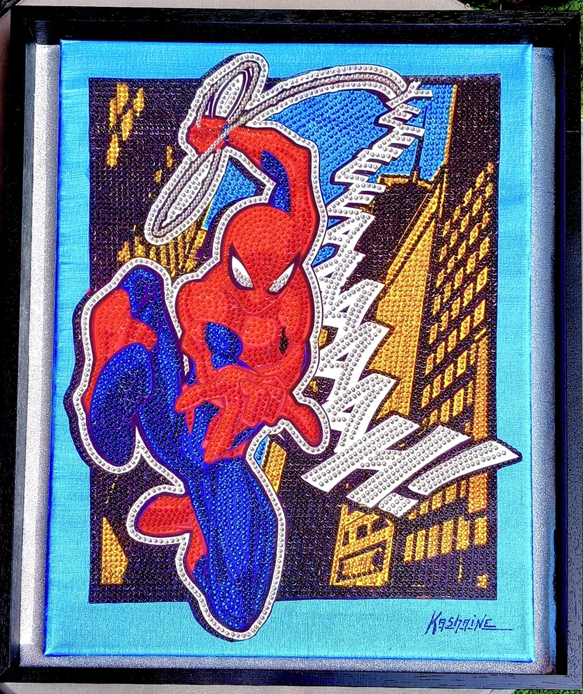 Tableau personnalisé enfant Spiderman — strass — L'atelier de Kashaine