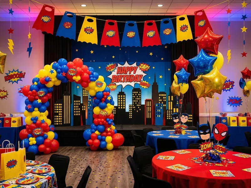 Décoration anniversaire thème Super-héros par L'atelier de Kashaine